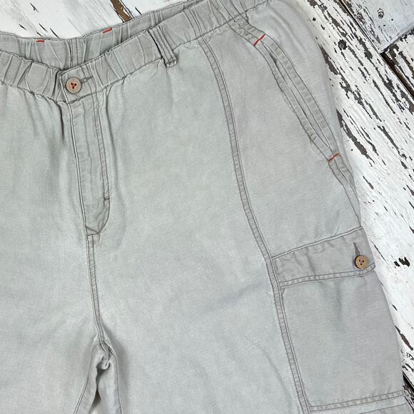 Tommy Bahama Linen shorts men’s XXL cargo elastic waste w/ a drawstring, pockets - Picture 2 of 9